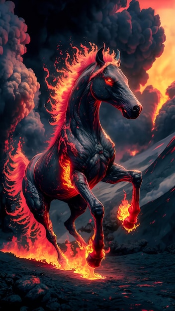a wild horse forged from the very flames of the earth