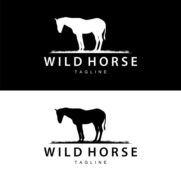 Wild Horse Logo Farm Design Silhouette Eenvoudige Vector Illustratie Template