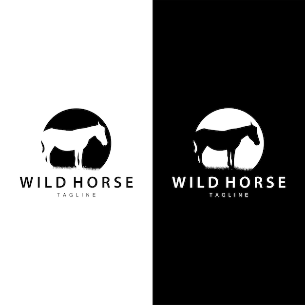 Wild Horse Logo Farm Design Silhouette Eenvoudige Vector Illustratie Template