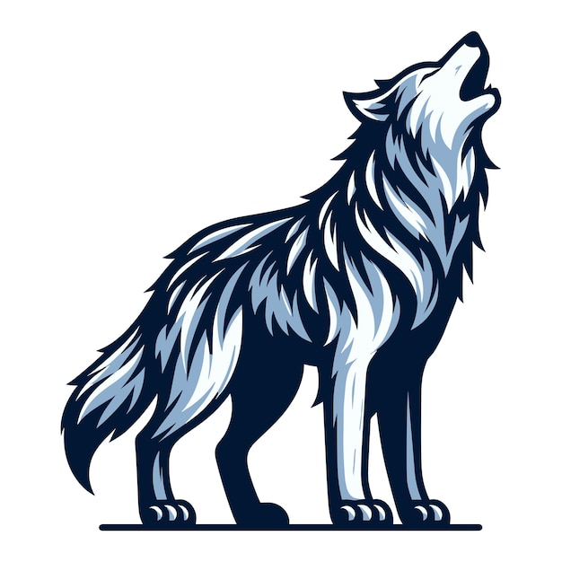 Vettore wild howling wolf dog full body design vettoriale illustrazione animale modello di fauna selvatica