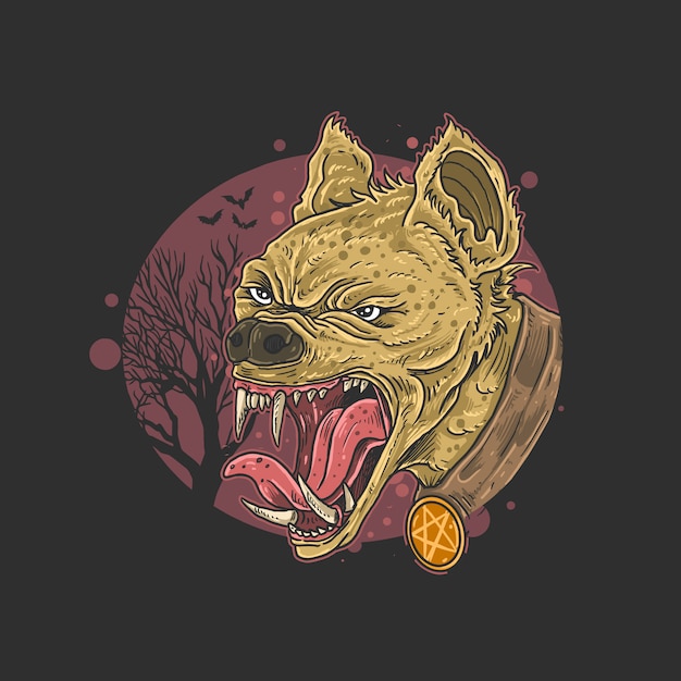 Vector wild hyena angry face head carnivore