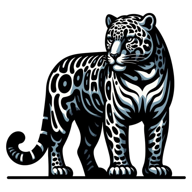 Дикий ягуар леопард полное тело вектор иллюстрация зоология иллюстрация животное хищник