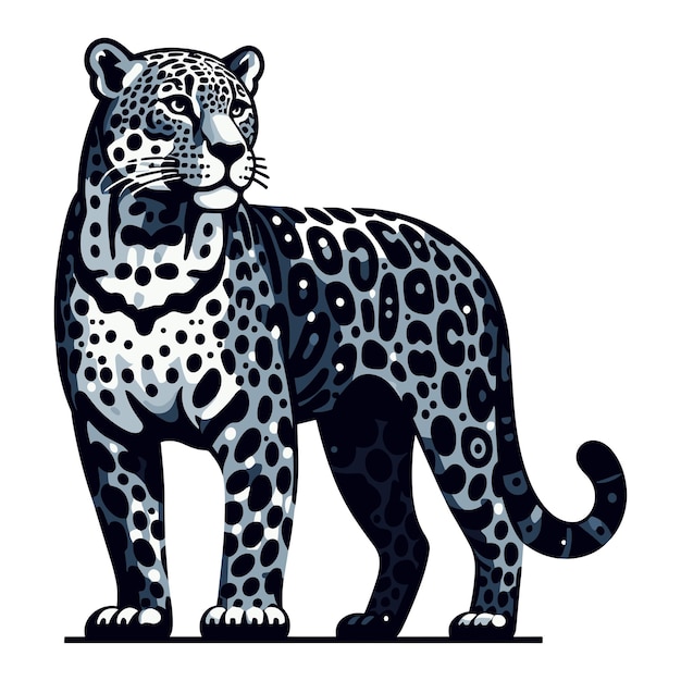 Leopardo giaguaro selvatico illustrazione vettoriale a corpo intero illustrazione zoologica predatore animale