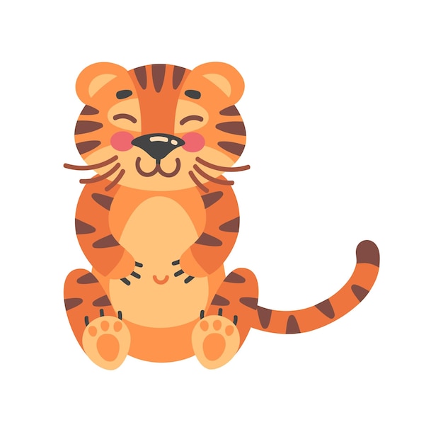 Wild katje kinderachtig tijger nakomelingen zoogdieren vector illustratie geïsoleerd op een witte background