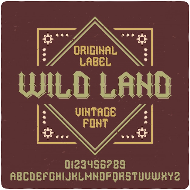 Vector wild land label typeface