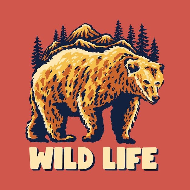 Wild life bear illustration