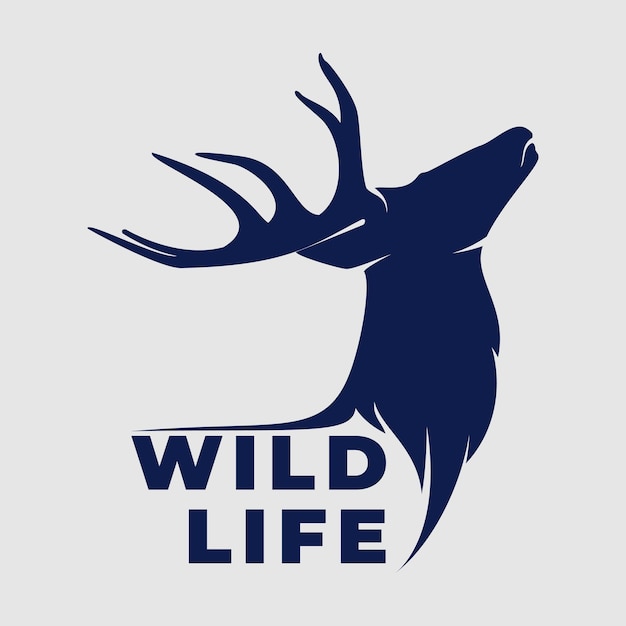 Vector wild life deer antler head silhouette logotipe