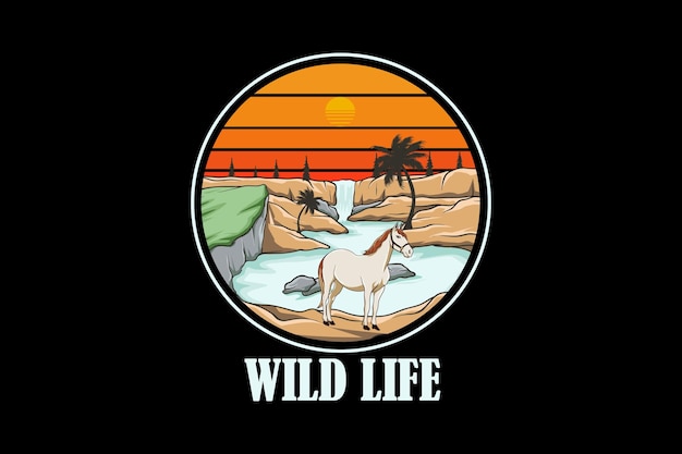 Wild life retro vintage landscape design