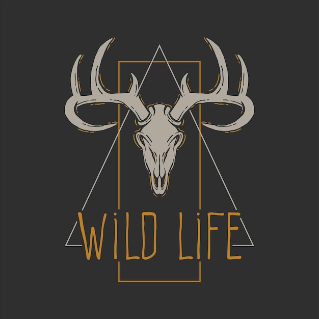 wild life t shirt design deer bone skull deer animal illustration for apparel and shirt hand drawn