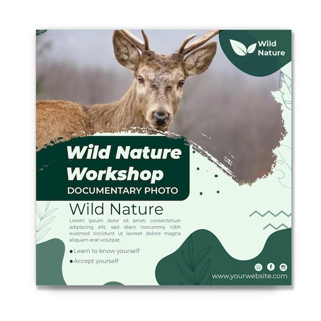 Wild nature flyer square template