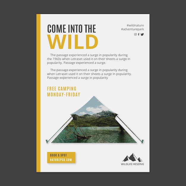 Vector wild nature flyer vertical