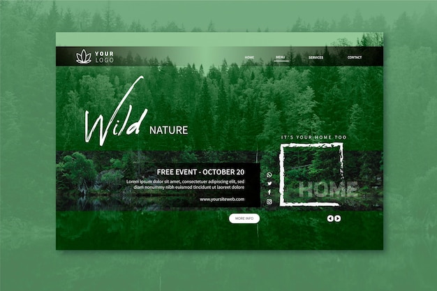 Vector wild nature landing page template