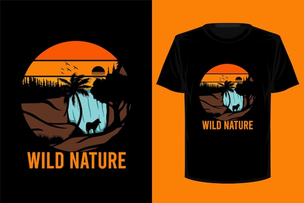 野生の自然のレトロなヴィンテージTシャツのデザイン