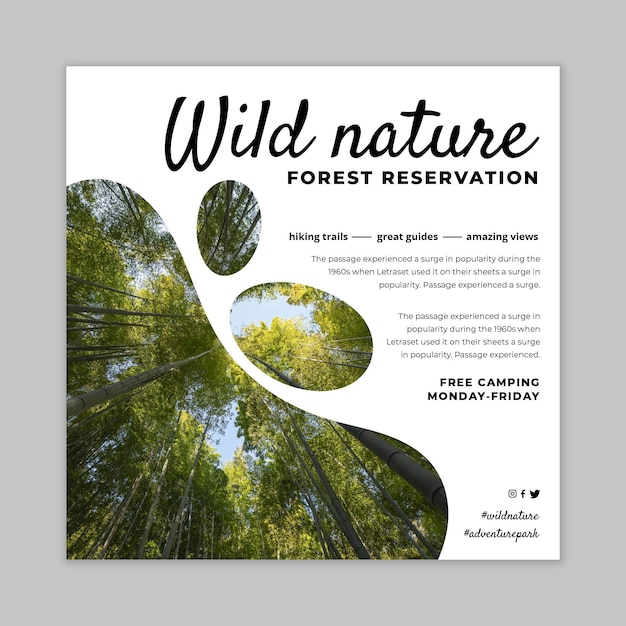 Vector wild nature square flyer template