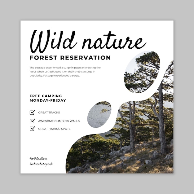 Vector wild nature square flyer template