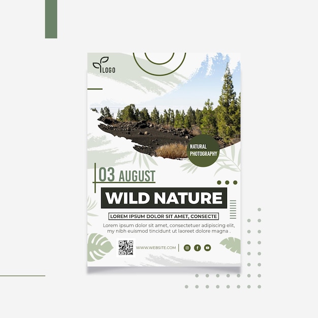 Wild nature vertical flyer template