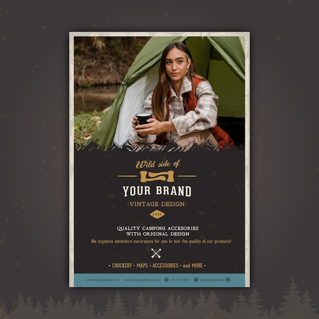 Vector wild nature vertical flyer template