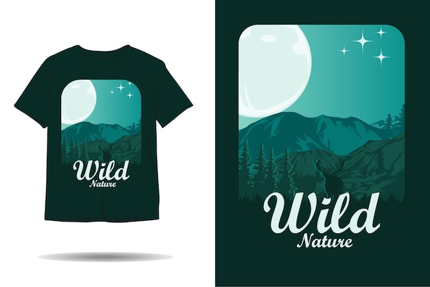 Wild natuur silhouet tshirt ontwerp