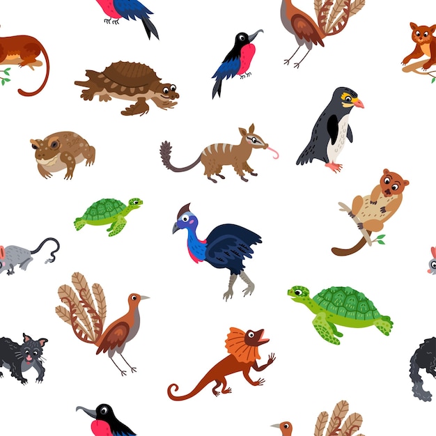 Wild Oceania animals seamless pattern