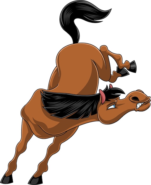 Vector wild paard cartoon mascotte karakter springen vector hand getekende illustratie