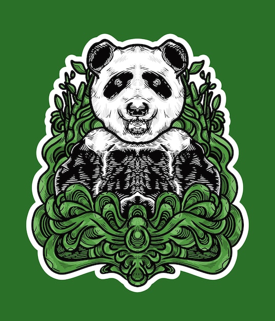 Wild Panda abstract ornament cartoon vector illustration