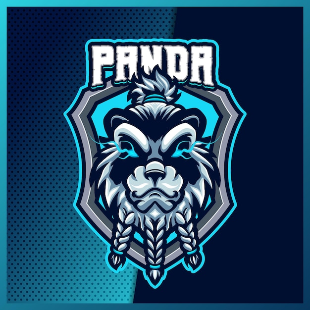 Wild panda esport e logo mascotte sportiva con un moderno concetto di illustrazione per la stampa di squadre, badge, emblemi e t-shirt. illustrazione dell'orso su sfondo isolato