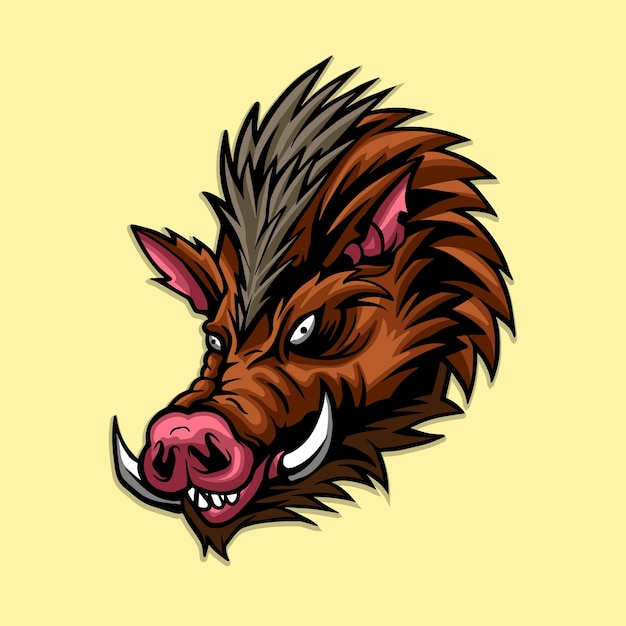 Vector wild pig head animal vector illustration