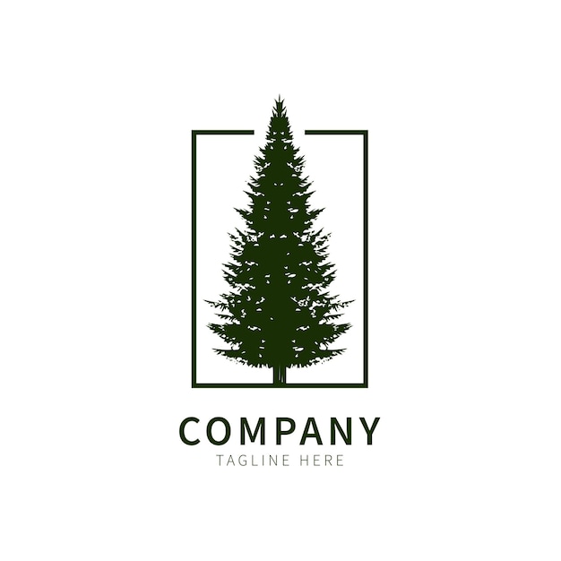 Vector wild pine-logo. vintage groenblijvende ontwerp illustratie vector