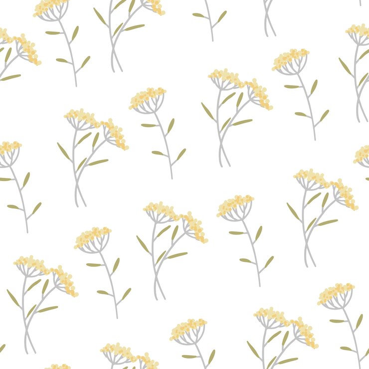 Vector 野生植物のシームレスなパターン シンプルなスタイルの花飾り 手描きの背景イラスト 抽象的な穏やかな植物のデザイン