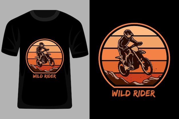 Vector wild rider retro vintage t shirt design