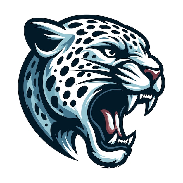 Wild roaring jaguar leopard head face vector illustration zoology illustration animal predator