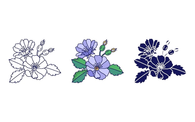 Wild Rose flower vector icon