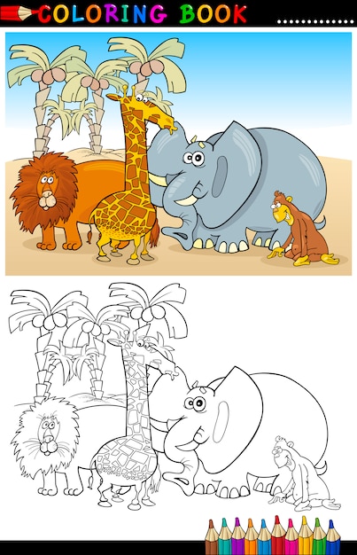 Wild safari animals for coloring