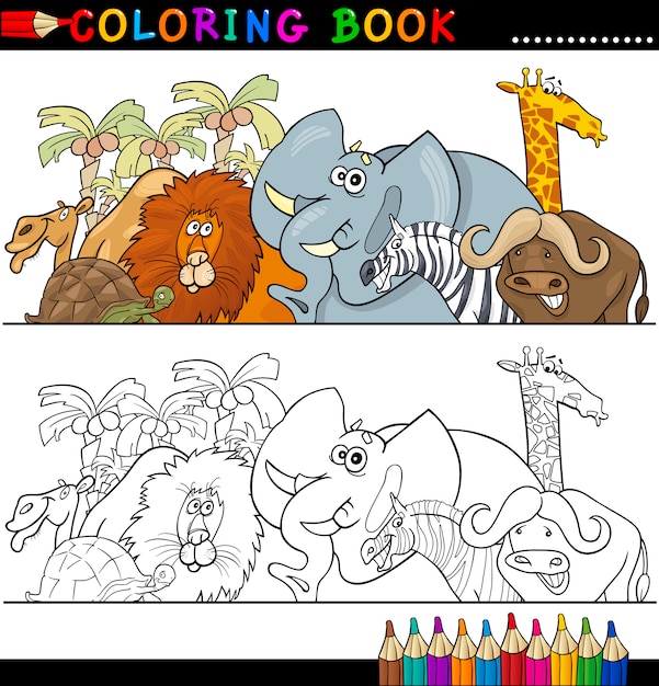 Wild safari animals for coloring