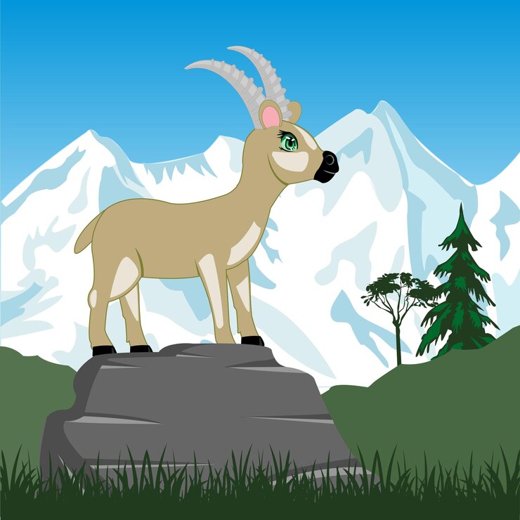 Vector wild sawhorse in mountain