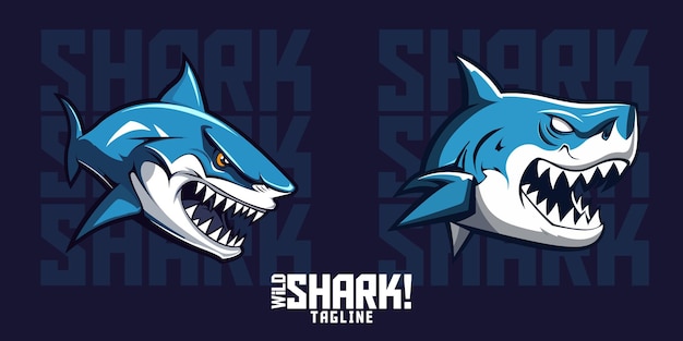Wild Shark mascotte Logo illustratie vectorafbeelding voor sportversterker ESports-teams