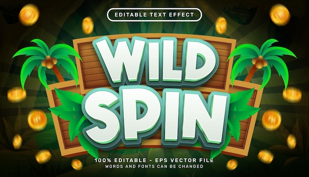 wild spin 3d text effect and editable text effect with coconut tree