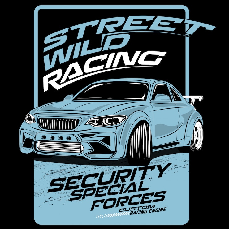 ワイルドストリートレース、ベクトル車のイラスト