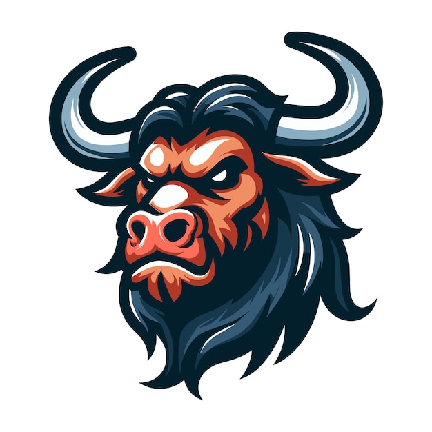 wild strong animal bull head face mascot design vector illustration logo template isolated on white