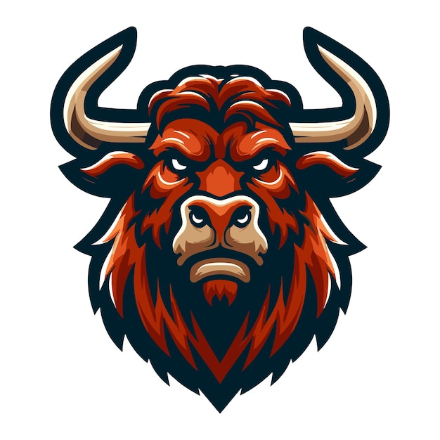 wild strong animal bull head face mascot design vector illustration logo template