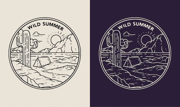 Vector wild summer desert monoline badge