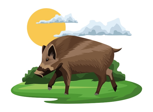 Vector wild tapirdier in het kamplandschap