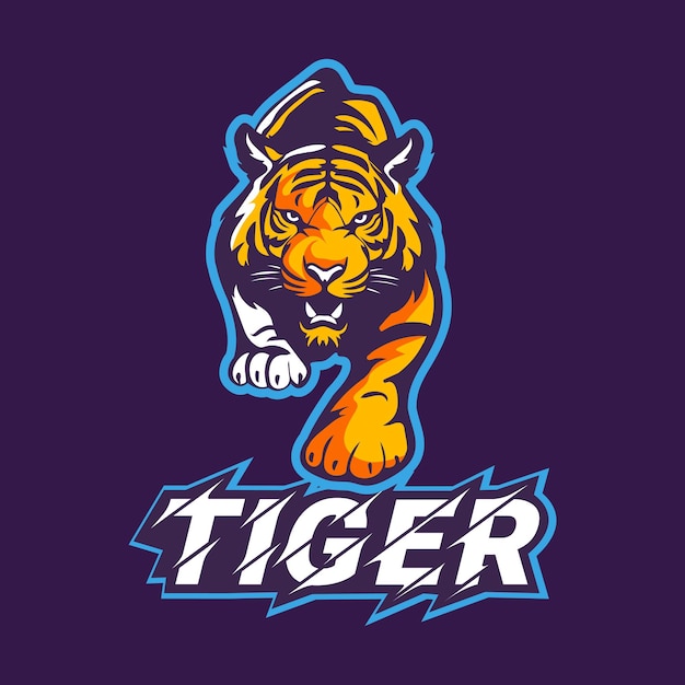 Wild tijger logo badge ontwerp voor esport