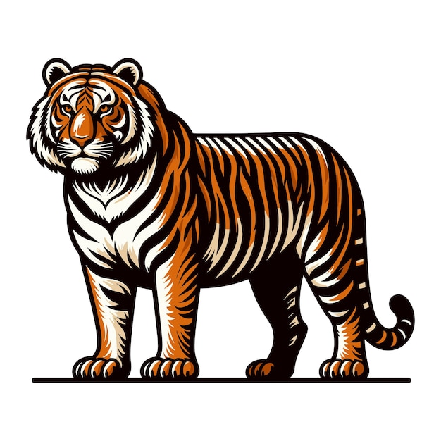 Vector wild tijger vol lichaam vector illustratie zoölogie illustratie dier roofdier grote kat ontwerp