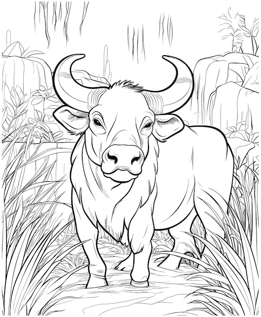 Wild Water Buffalo coloring page