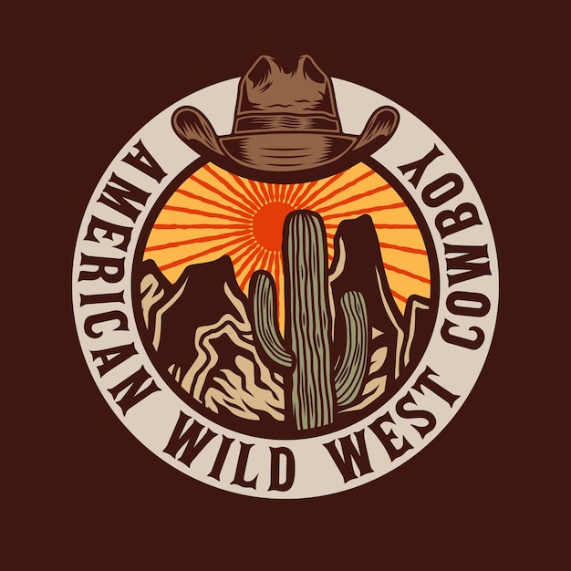 Vector wild west american cowboy desert badge