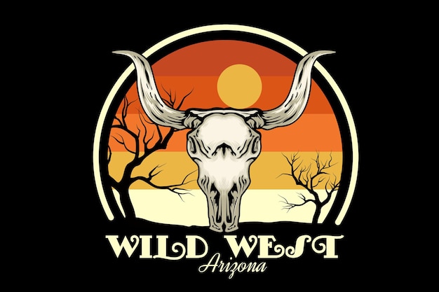 Vector wild west arizona merchandise design with skull