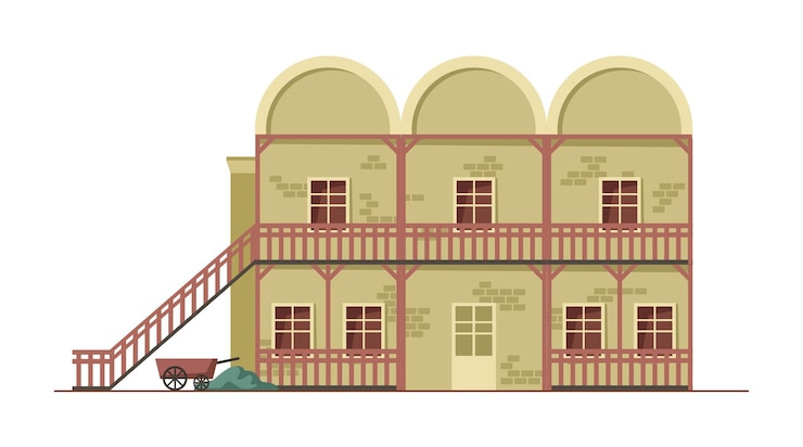 Vector wild west building exterior home facade