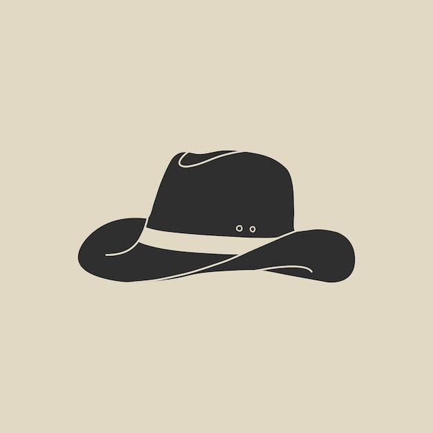 Вектор Элемент дикого запада в современном стиле плоской линии ручная рисованная векторная иллюстрация старой западной ковбойской шляпы