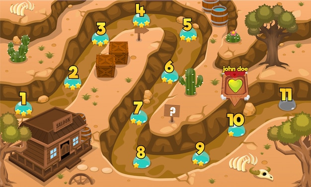 Vettore wild west game level map